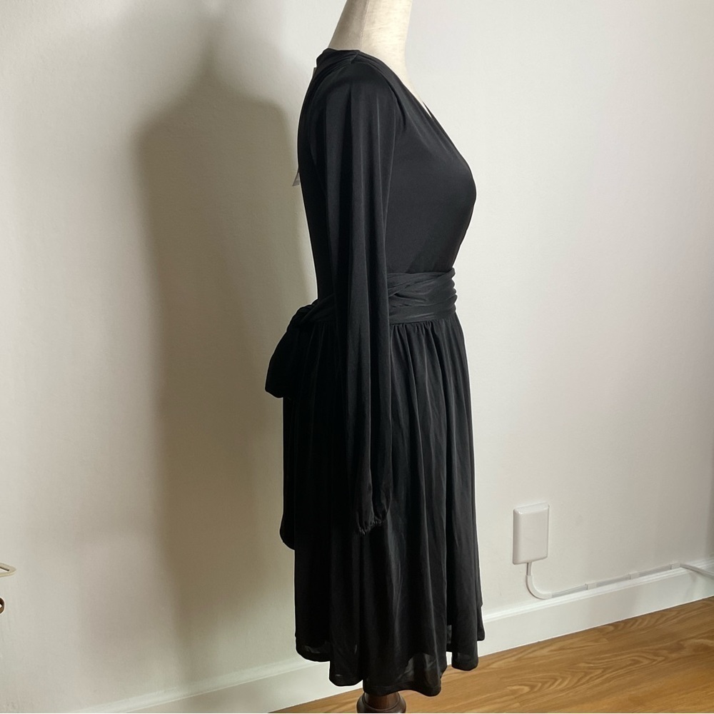 NWT Halston Heritage Faux Wrap Long Sleeve Jersey Dress Black XXSmall - Picture 6 of 13